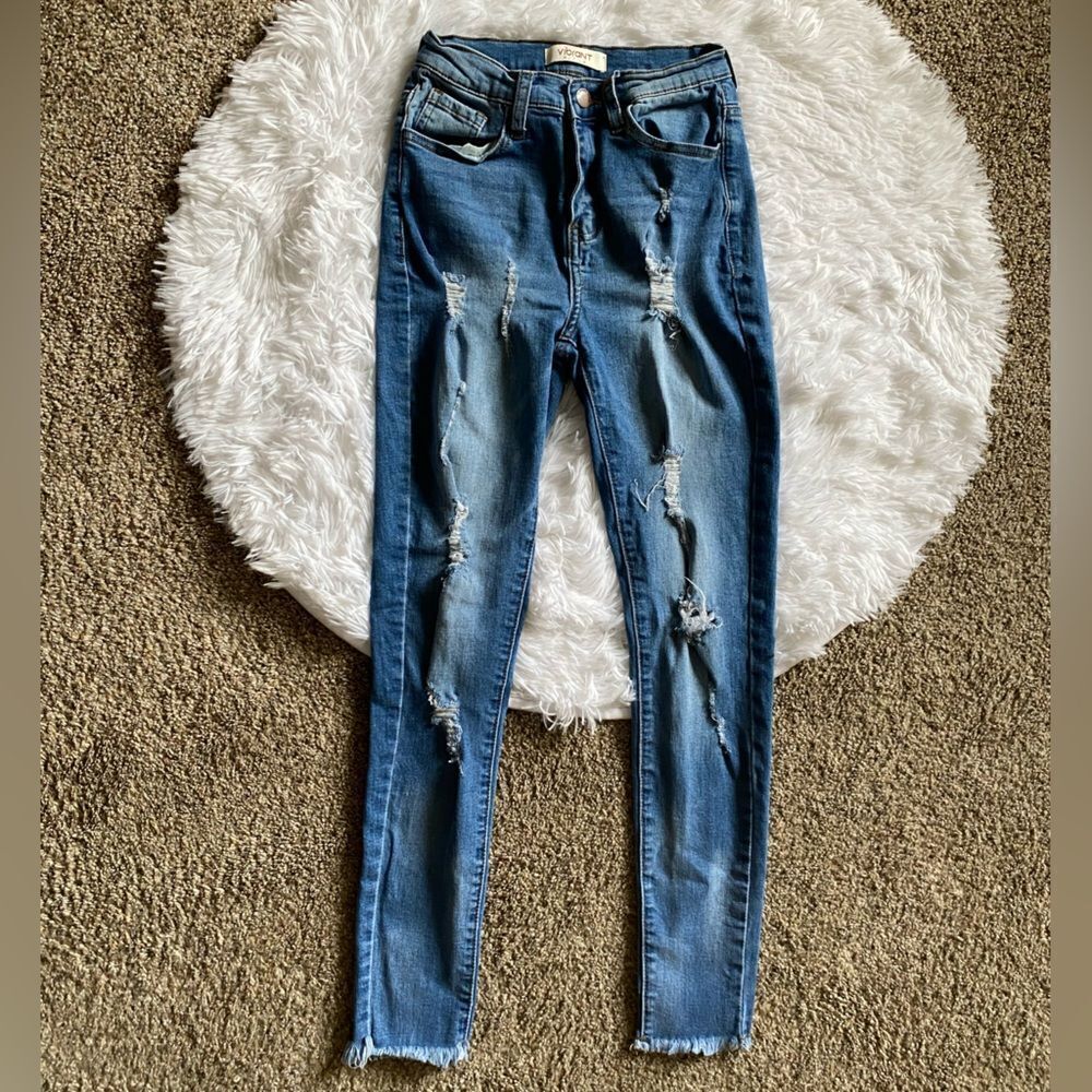 Vibrant MIU Jeans‎ Distressed Stretchy Womens Size 3